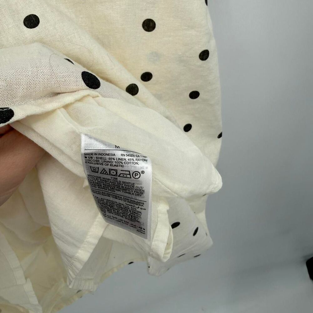 Old Navy Cream & Black Polka Dot Linen Blend Tie Shoulder Mini Dress Size Medium - Picture 9 of 9